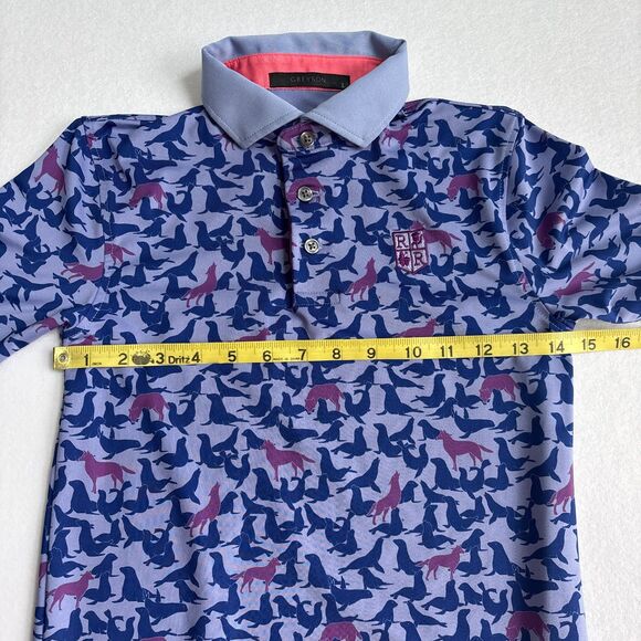 Greyson Youth Seals and Wolf Pring Polo Boys L 8-9 Blue Golf Performance Preppy - Picture 8 of 9